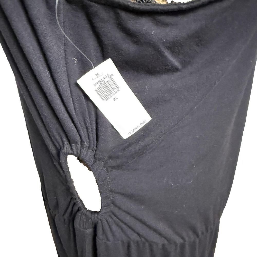 Old Navy Black One Shoulder Cutout‎ Midi Dress 2X Pullover Retro Minimalist - Picture 7 of 15